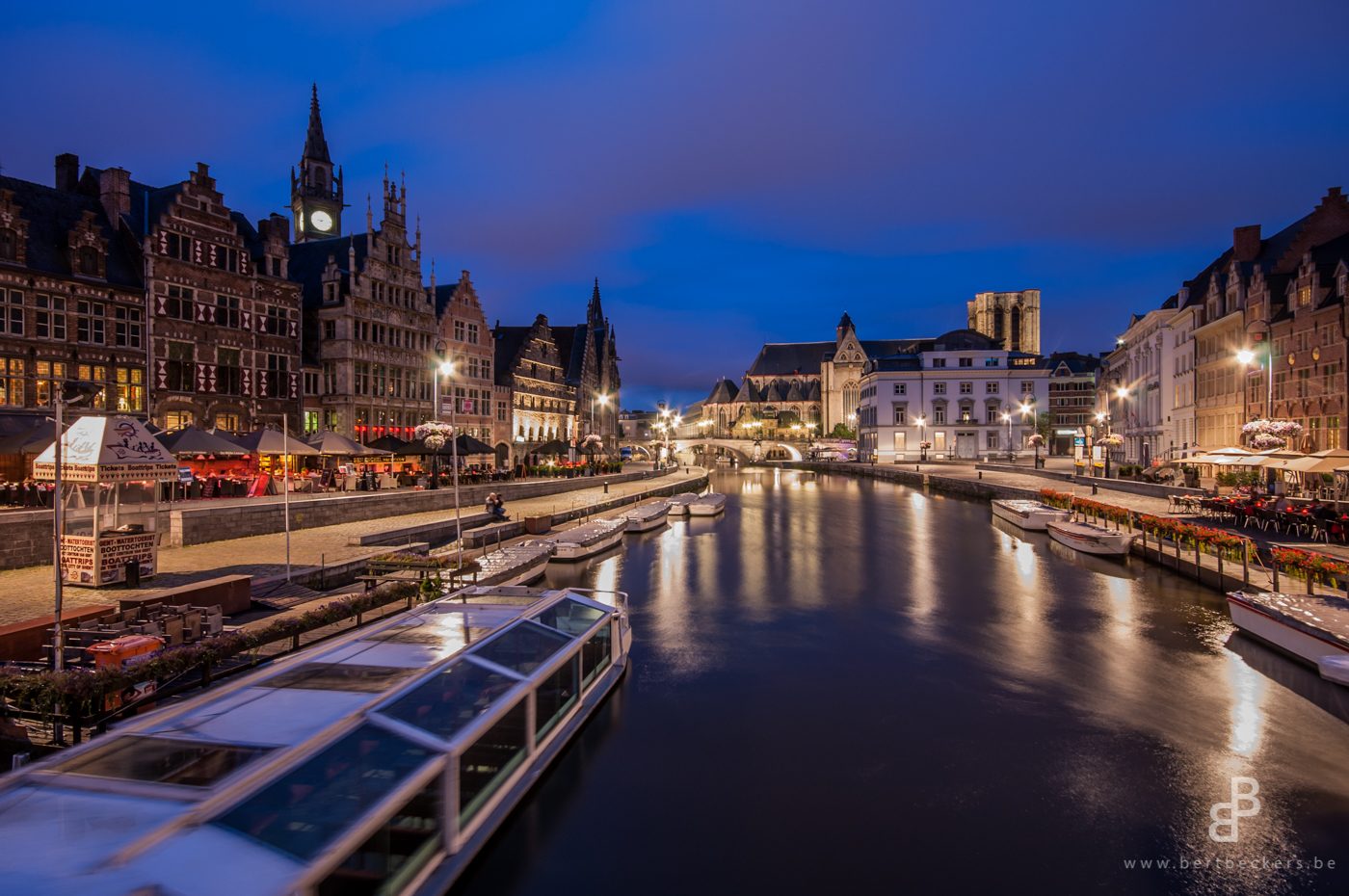 Gent, Ghent, Ghand, Belgium, België, Belqique, Graslei, Leie, Water, Cityscape, Stad, Unesco, Nacht, Blue Hour, Night, Avond, City, Cityscape, Long Exposure