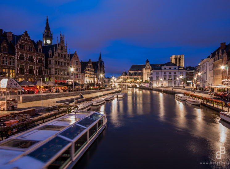 Gent, Ghent, Ghand, Belgium, België, Belqique, Graslei, Leie, Water, Cityscape, Stad, Unesco, Nacht, Blue Hour, Night, Avond, City, Cityscape, Long Exposure